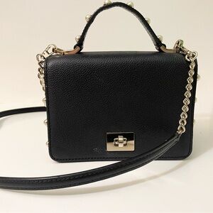 Kate Spade New York Maisie Serrano Place Pearl Black Leather Crossbody Bag